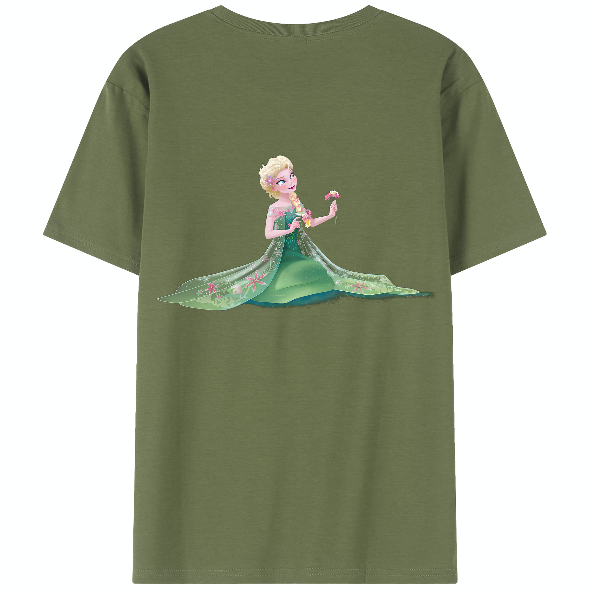 （画像用） アナと雪の女王 アンナ エルサ Frozen Anna Elsa 綿100％半袖Tシャツ（背面プリント）